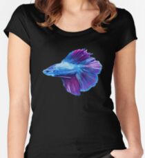 Emerald Blue Betta Siamese Fish Women's Fitted Scoop T-Shirt