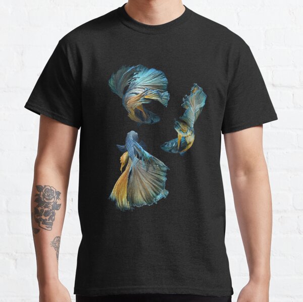 Betta T-shirt (Siamese Fighting Fish) - Black Graphic Tee In Organic Cotton