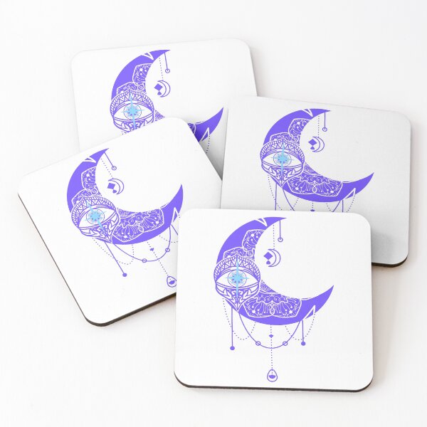 Item preview, Mandala Style Purple Crescent Moon Watchful Eye Design designed and sold by OnyxMoonDesigns.