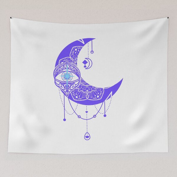 Item preview, Mandala Style Purple Crescent Moon Watchful Eye Design designed and sold by OnyxMoonDesigns.