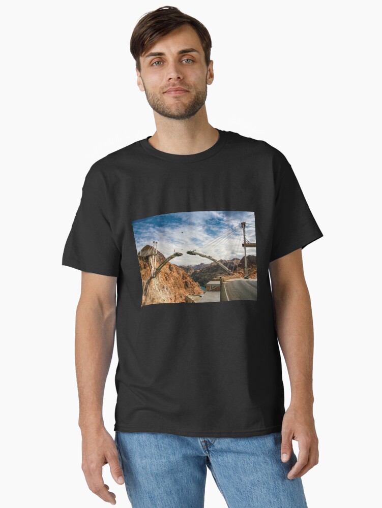 Thumbnail 2 of 7, Classic T-Shirt, Construction of Mike O'Callaghan-Pat Tillman Memorial Bridge, Nevada, USA designed and sold by rossacampbell.
