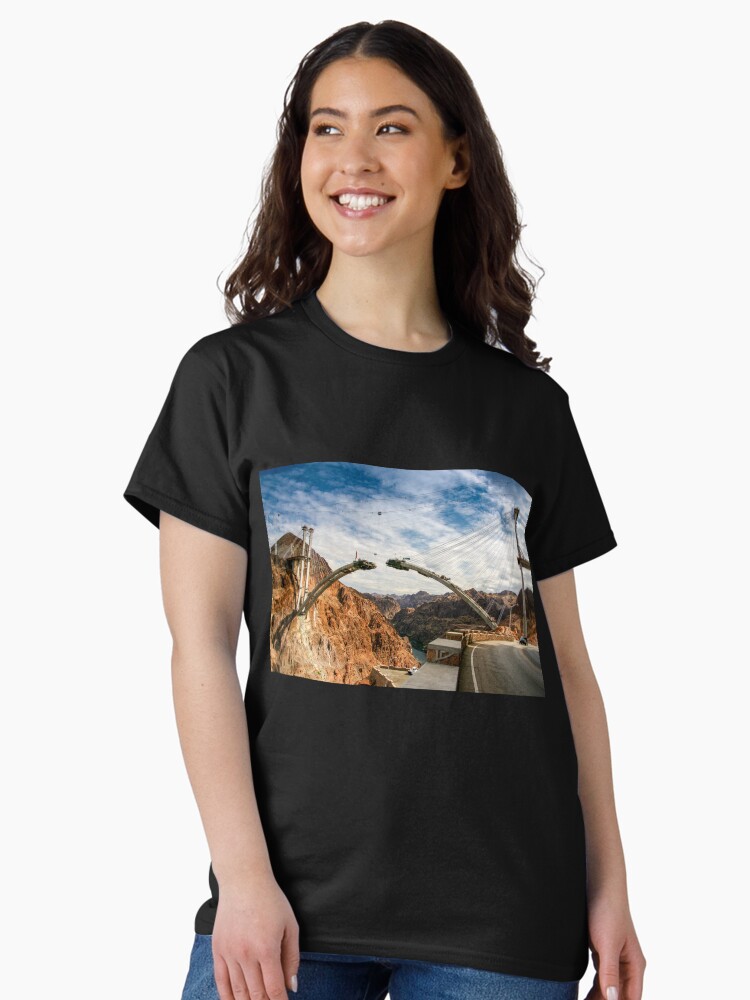 Thumbnail 1 of 7, Classic T-Shirt, Construction of Mike O'Callaghan-Pat Tillman Memorial Bridge, Nevada, USA designed and sold by rossacampbell.
