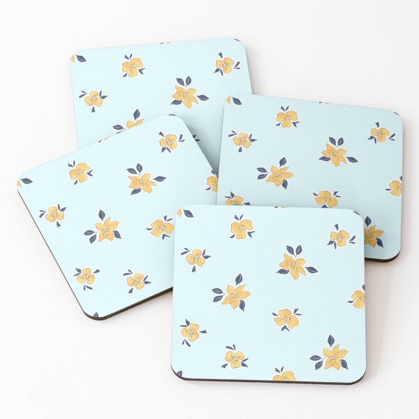 Aperçu de l'œuvre Motifs floraux bleu marine et jaune Floralart créée et vendue par thesandrafadzai.