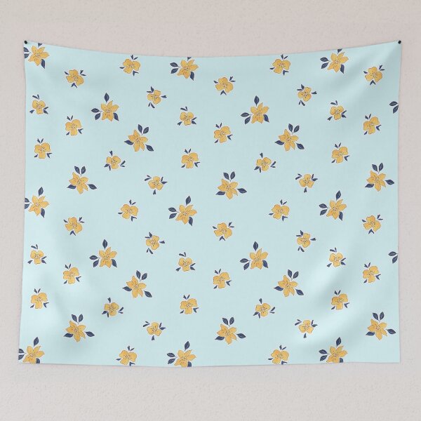 Item preview, Floralpatterns Navy Blue and Yellow Floralart designed and sold by thesandrafadzai.