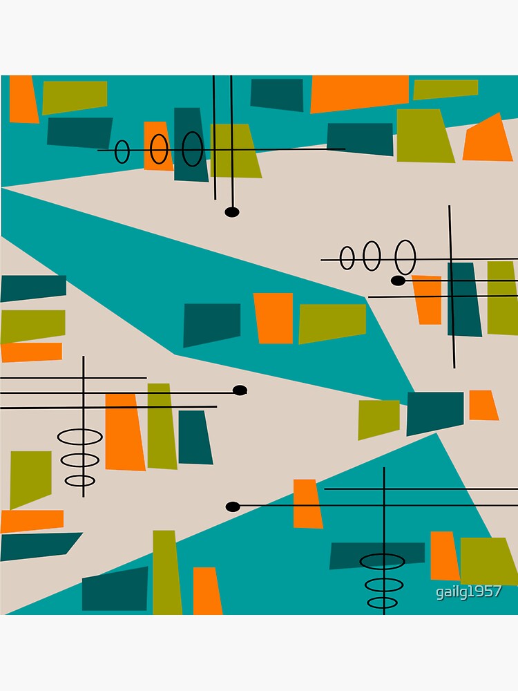 "Mid-Century Modern Abstract Space Age" Sticker by gailg1957 | Redbubble