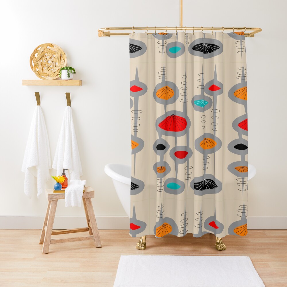 Atomic Era Inspired Art Shower Curtain