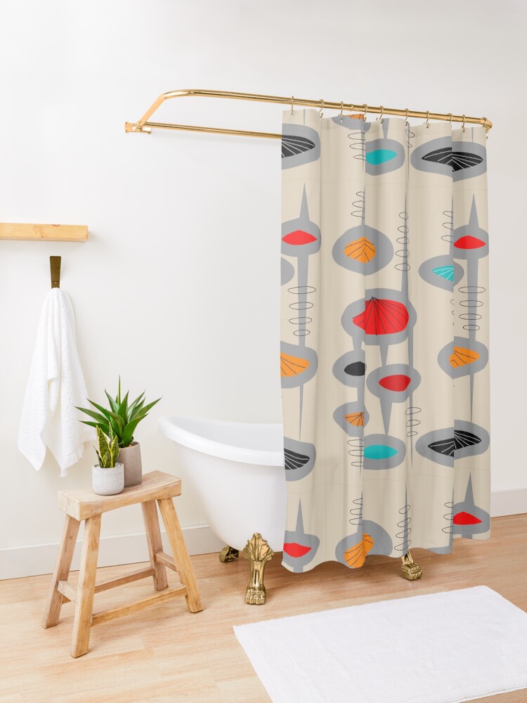Alternate view of Atomic Era Inspired Art Shower Curtain