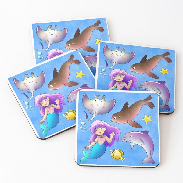 Item preview, Mermaid with Ocean Friends - Water Background designed and sold by FizzyVee.