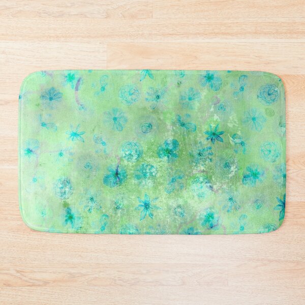 Item preview, Metallic Blue Flowers on Green Background designed and sold by ColorsandShapes.