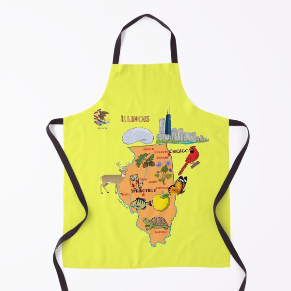 Item preview, Hand Drawn Illustration of Illinois Map with Tourist Destinations, USA, United states designed and sold by mashmosh.