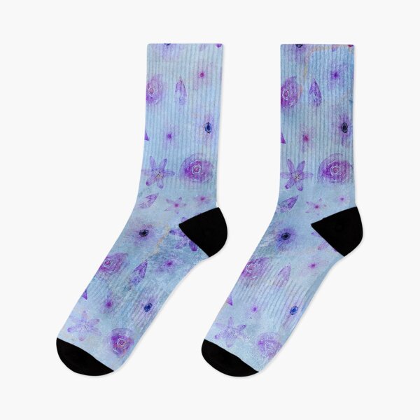 Item preview, Metallic Violet Flowers on Blue Background designed and sold by ColorsandShapes.