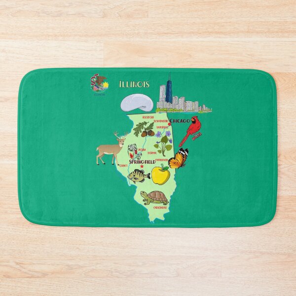 Item preview, Illinois map with major cities Tourist Destinations tourism , USA, flag designed and sold by mashmosh.