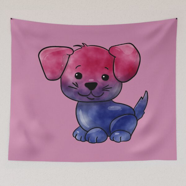 Item preview, Bisexual Subtle Watercolour Pride Flag Cartoon Puppy designed and sold by cashewdays.