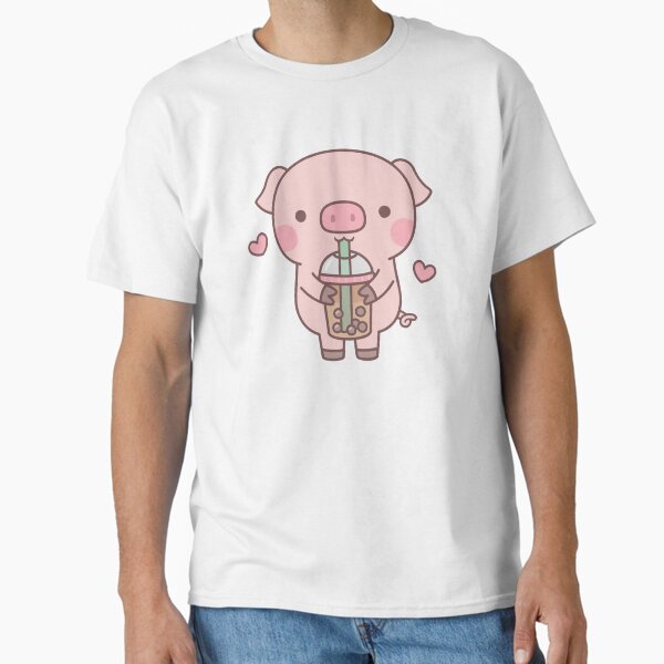 Vista previa del artículo con la obra «A este cerdito tan lindo le encanta el té Boba», diseñado y vendido por rustydoodle.