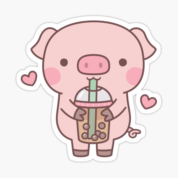 Vista previa del artículo con la obra «A este cerdito tan lindo le encanta el té Boba», diseñado y vendido por rustydoodle.