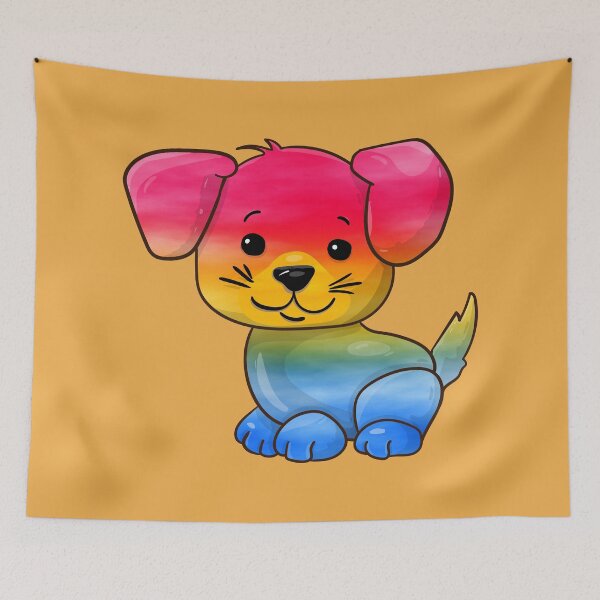 Item preview, Pansexual Subtle Watercolour Pride Flag Cartoon Puppy designed and sold by cashewdays.