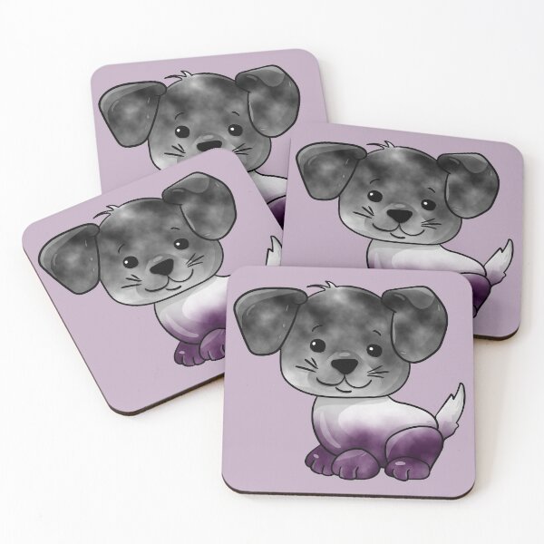 Item preview, Asexual Subtle Watercolour Pride Flag Cartoon Puppy designed and sold by cashewdays.