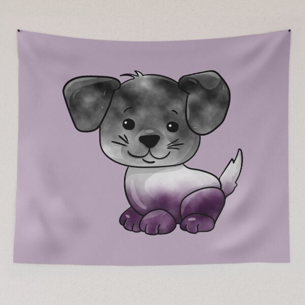 Item preview, Asexual Subtle Watercolour Pride Flag Cartoon Puppy designed and sold by cashewdays.