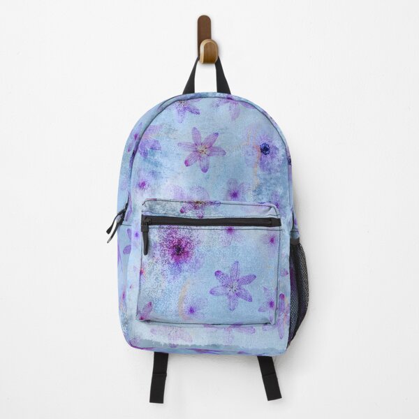 Item preview, Metallic Violet Flowers on Blue Background designed and sold by ColorsandShapes.