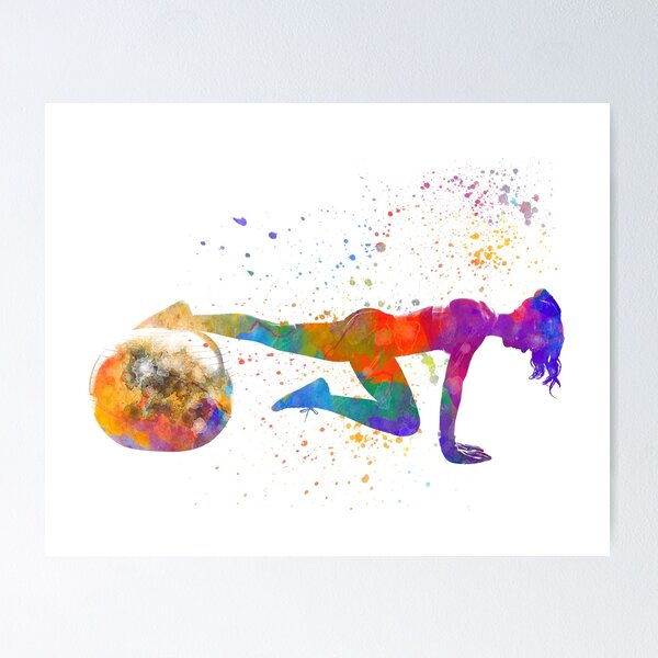 Wall Art Print Young woman practices yoga in watercolor