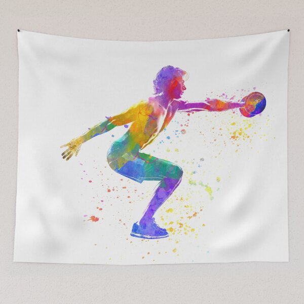 Item preview, Young man practices fitness in watercolor designed and sold by paulrommer.