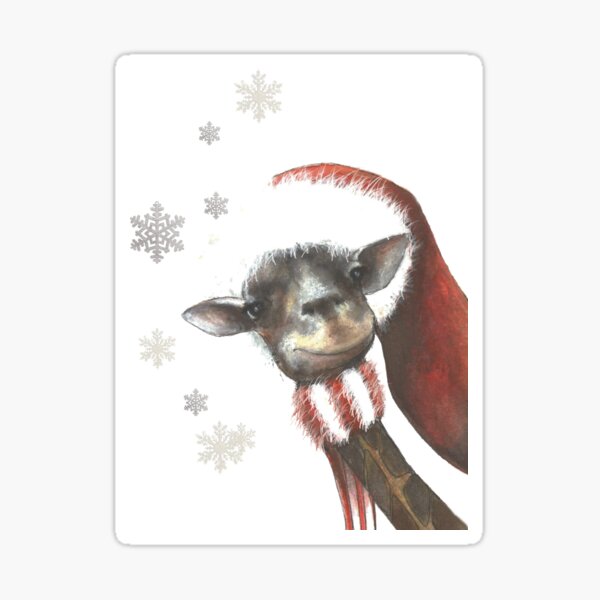 Winter Giraffe Sticker