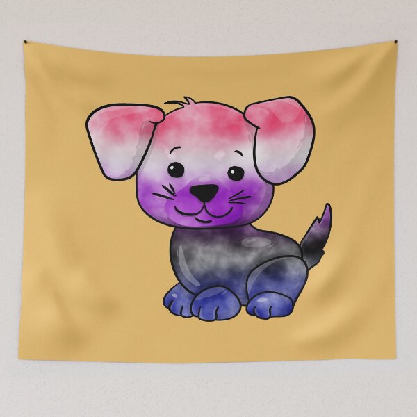 Item preview, Gender Fluid Subtle Watercolour Pride Flag Cartoon Puppy designed and sold by cashewdays.