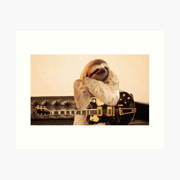 Rock Star Sloth - Print / Home Decor / Wall Art / Poster / Gift / Birthday / Sloth Lover Gift / Animal print Canvas Print Art Print