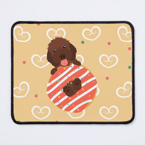 Item preview, Love Chocolate Brown Cockapoo Cavapoo Cavoodle Dog and Donut designed and sold by Lulupainting.