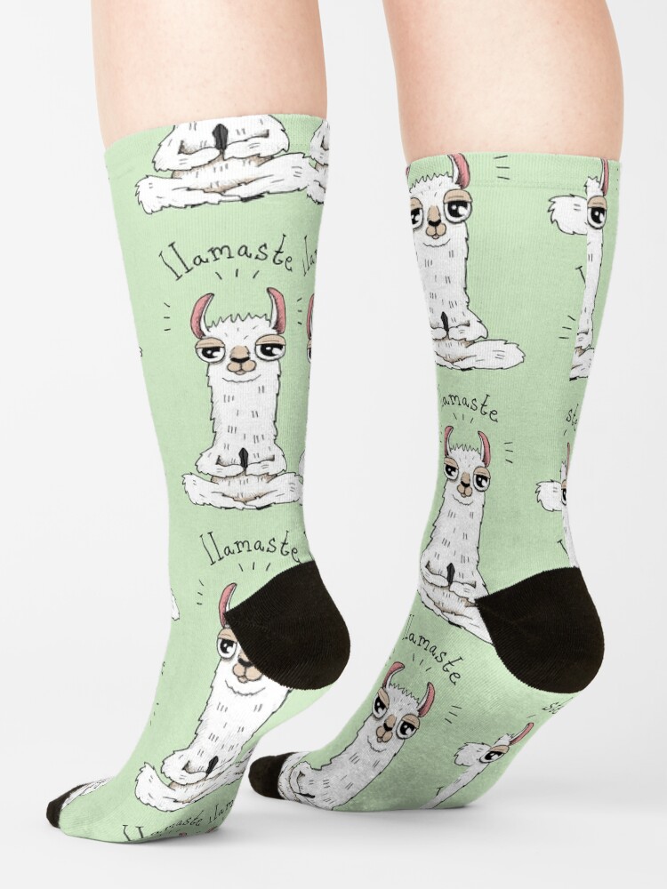 Llama yoga pose with llamaste Socks sold by Ynez Closing