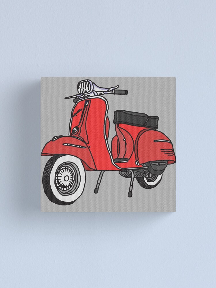 Kunstdrucke Red Scooter Vespa Style Canvas Wall Art Prints High Quality