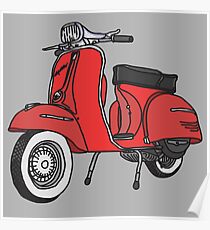Vespa Illustration - Red Poster