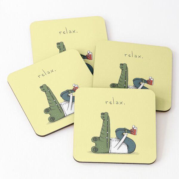 Crocodile with anxiety Coasters (Set of 4)