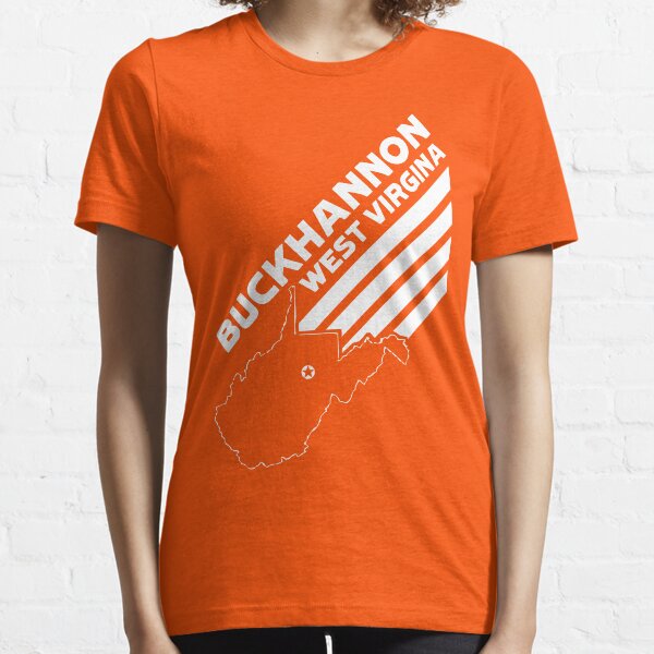Buckhannon West Virginia with Stripes and State Outline - ORANGE Essential T-Shirt