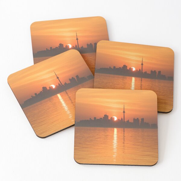 Item preview, Sliced Tangerine Sunrise - Toronto Skyline Carving the Sun Disk designed and sold by Georgia Mizuleva.