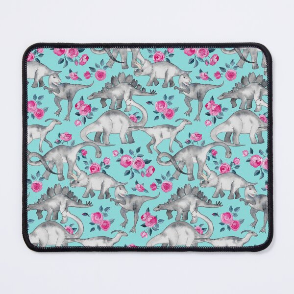 Item preview, Dinosaurs and Roses – turquoise blue  designed and sold by micklyn.