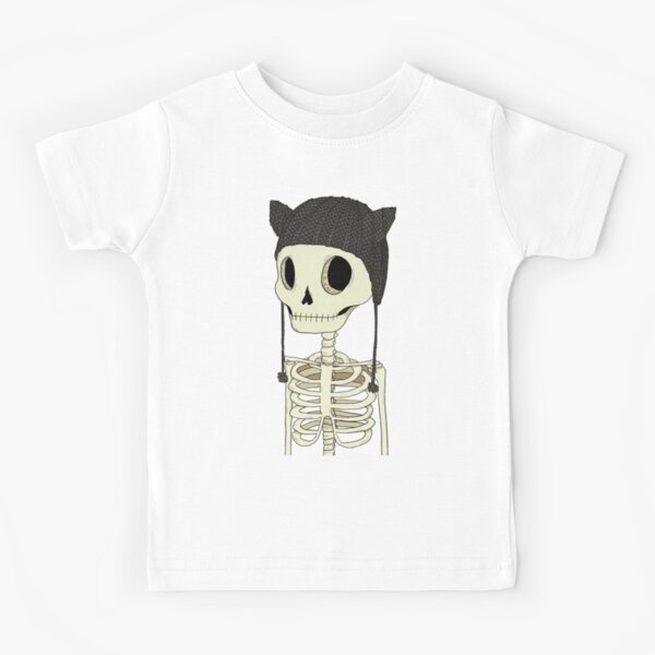 Skeleton with cat hat Kids T-Shirt