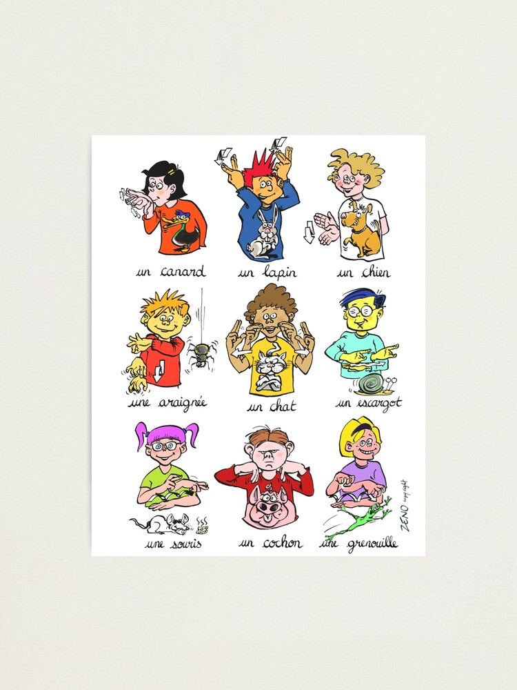9 Animaux En Langue Des Signes Photographic Print For Sale By Zeno Cartoonist Redbubble