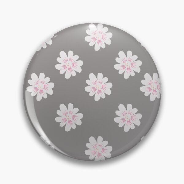 Item preview, White and Pink Spring Floral Pattern on Grey Background designed and sold by DivineMoonlight.