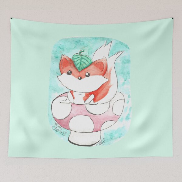 Item preview, Fox on mushroom designed and sold by Lilou-Yggdrasil.