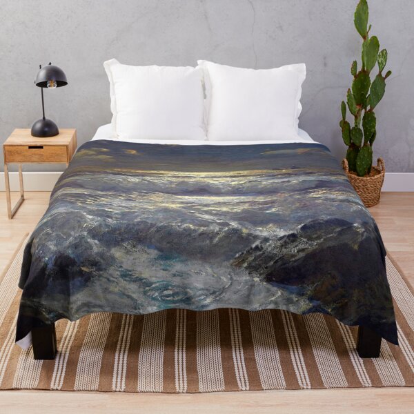 Item preview, Albert Julius Olsson Moonlit waves on the shore with The Longships Lighthouse Land's End Cornwall designed and sold by Vintage Designs +.