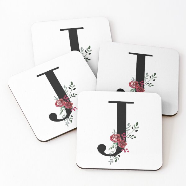 Item preview, Letter J Initials monogram floral designed and sold by Saba-Red-Ideas.