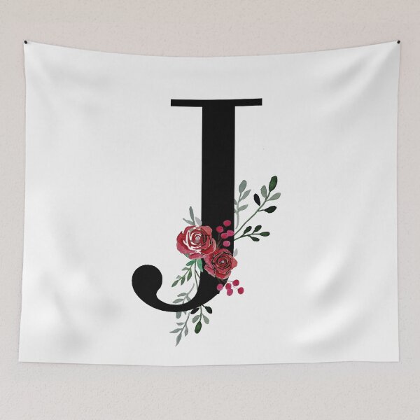 Item preview, Letter J Initials monogram floral designed and sold by Saba-Red-Ideas.