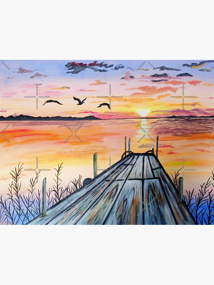 Peaceful Sunset Pier Paint with Diamonds