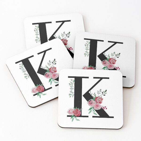 Item preview, Letter K Initials monogram floral designed and sold by Saba-Red-Ideas.