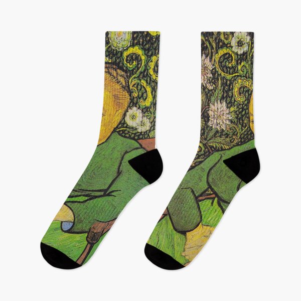 Item preview, Vintage Portrait of La Berceuse Augustine Roulin , 1889 by Vincent Van Gogh (Remastered) Women sitting still on chair in front florals designed and sold by Paintism.