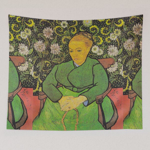 Item preview, Vintage Portrait of La Berceuse Augustine Roulin , 1889 by Vincent Van Gogh (Remastered) Women sitting still on chair in front florals designed and sold by Paintism.
