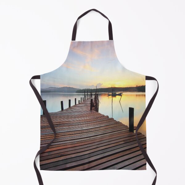 Item preview, Long Wooden Pier on a Beautiful Lake at Sunrise designed and sold by Rozlar.