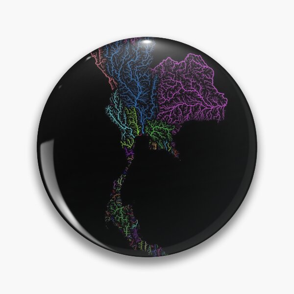 Item preview, Thailand River Basin Map in Rainbow Colours with Black Background designed and sold by GrasshopperGeo.