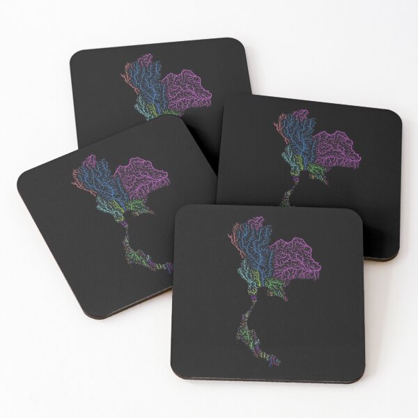 Item preview, Thailand River Basin Map in Rainbow Colours with Black Background designed and sold by GrasshopperGeo.